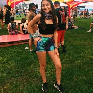 High waisted Holographic rave shorts